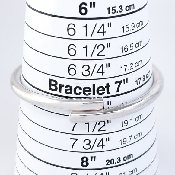 Vintage Sterling Silver 925 Modernist Overlap Bangle Bracelet 7.25" - Picture 6 of 8